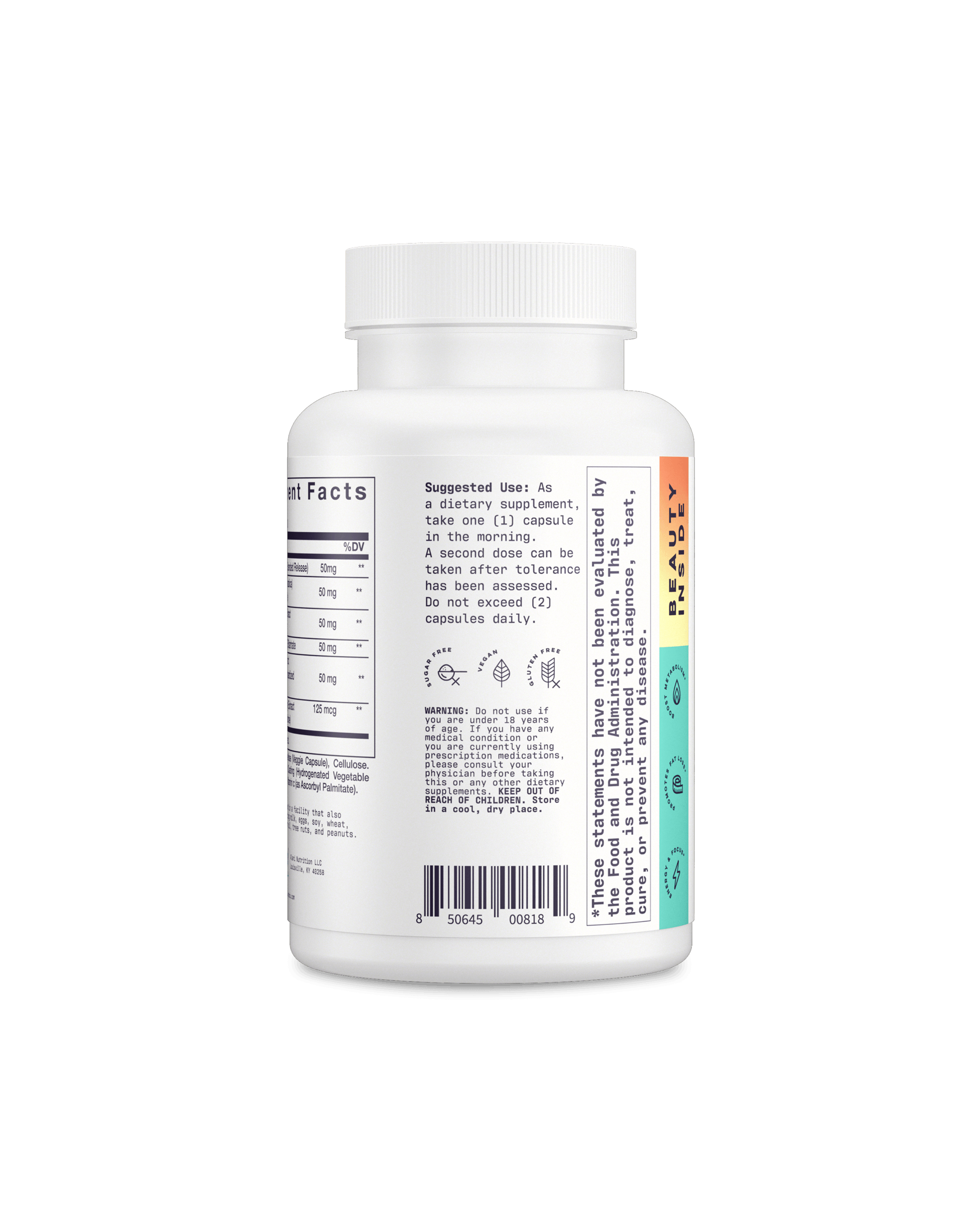 A side view of Fat Burner showcasing suggested use of product.